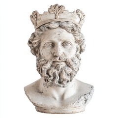 Obraz premium Ancient Greek character statues, isolated on white, symbolizing classical art, historical culture, and museum exhibitions.