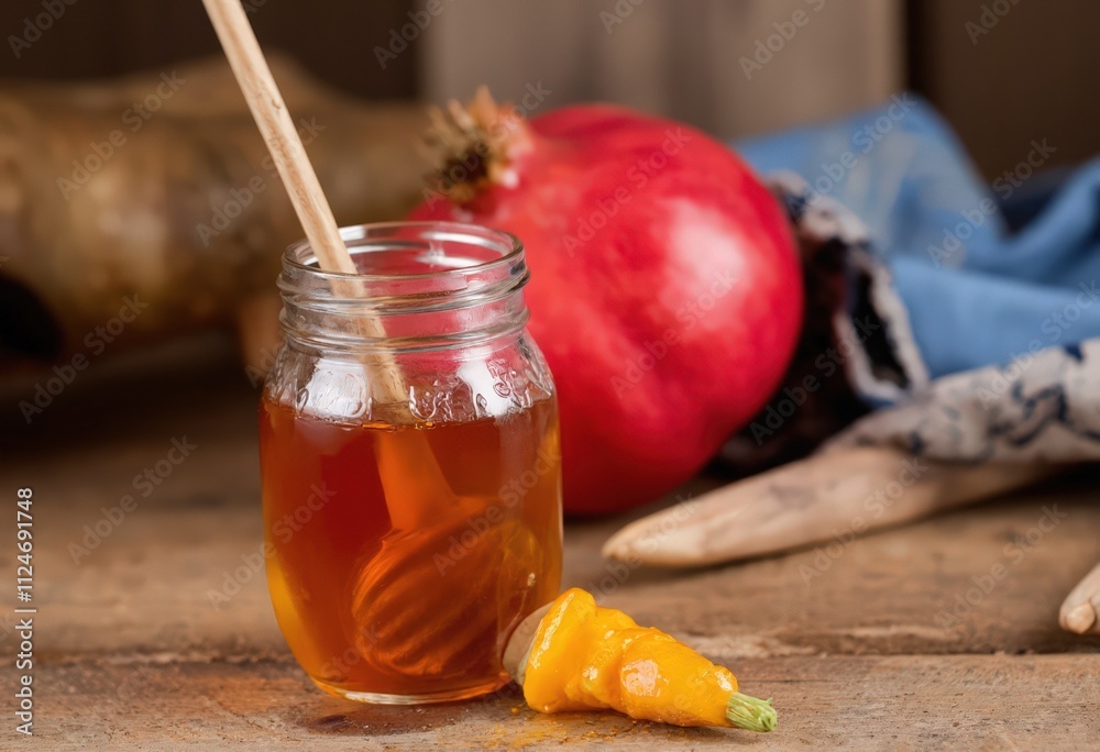 Wall mural honey and apple