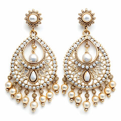 A stunning set of earrings displayed on a white background