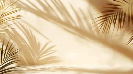 Obraz premium Beige Background with Palm Leaf Shadows and Dried Palms
