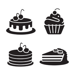 Elegant dessert icon collection

