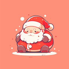 Adorable Cartoon Santa Claus with Red Hat and Beard Art. Cute Santa Vector.