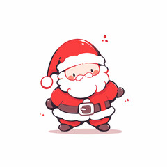 Cute Cartoon Santa Claus with Red Hat and White Beard. Cute Santa Vector.