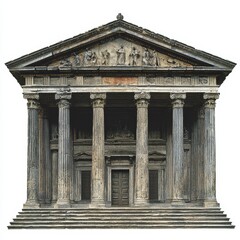 Obraz premium Ancient Greek architecture isolated on white, showcasing cultural heritage, classical design, and historical significance for education, art, and tourism.