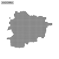 Map outline of Andorra displayed in a pixelated style representing its borders