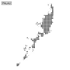 Map showcasing the geographic layout of Palau with dotted representation of islands