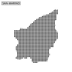 Obraz premium Creative representation of the map of San Marino with a pixelated design style