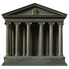 Obraz premium Ancient Greek architecture isolated on white, showcasing cultural heritage, classical design, and historical significance for education, art, and tourism.