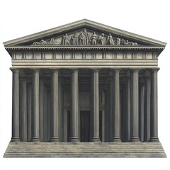 Obraz premium Ancient Greek architecture isolated on white, showcasing cultural heritage, classical design, and historical significance for education, art, and tourism.