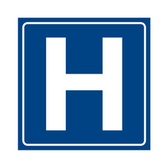 Obraz premium Hospital blue sign on a white background