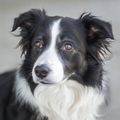 Fototapeta premium Close-up portrait of a black and white Border Collie dog.