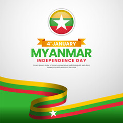 Myanmar independence day square banner background for national celebration