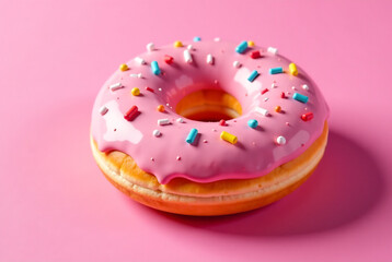 donut with sprinkles on a pink background IMAGE 2025