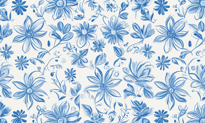 blue and white floral flower pattern