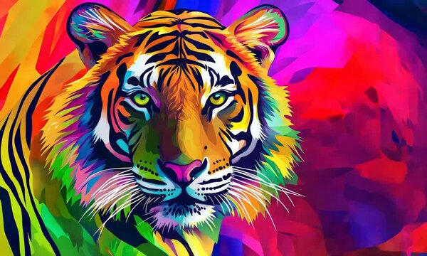 wild tiger in colorful colors
