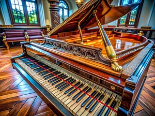 Aged Grand Piano with Tight Strings Showcasing Unique Tonal Qualities in Classical and Contemporary Music, Highlighting Tuning and Repair Processes of Musical Instruments