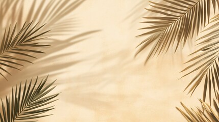 Obraz premium Palm Leaves Shadows Beige Background Aesthetic Design
