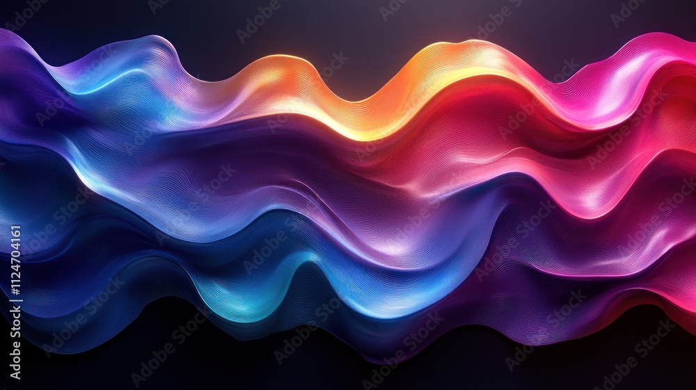 Poster abstract waves of vibrant colors flowing in a dynamic pattern.