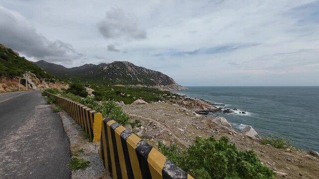 Remote Beach
next to Coastal Road jn Ninh Thuận, Vietnam. Tranquil escape, far from the crowds, offers stunning views over the ocean, and the serene ambiance of nature.
Vietnam&rsquo;s coastal landscapes