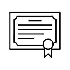 diploma icon, education vector icon - black outline icon of diploma symbolizing education, knowledge, and information in simple design.