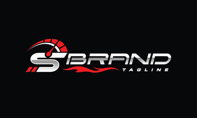 letter S speedometer flame logo
