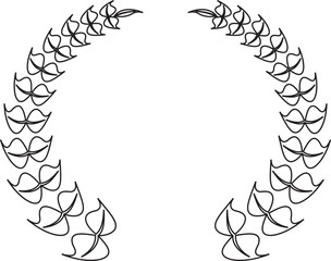 Premium quality laurel wreath retro vintage design icon Black line vector isolated on transparent background. The certificate is official solemn elegant guaranteed symbol.