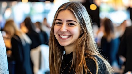 Portrait of a smiling young woman. Happy, cheerful, and friendly.