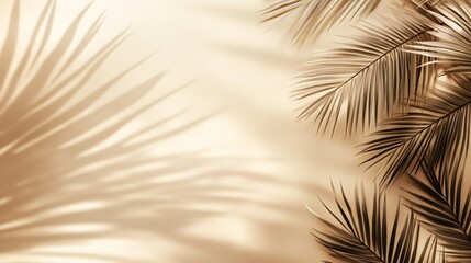 Beige Background with Palm Leaf Shadows and Fronds