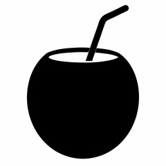 Coconut Water Support Black Silhouette Vector Design