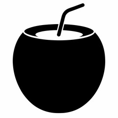 Coconut Water Support Black Silhouette Vector Design