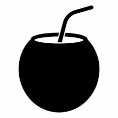 Coconut Water Support Black Silhouette Vector Design
