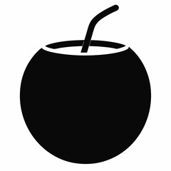 Coconut Water Support Black Silhouette Vector Design