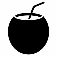 Coconut Water Support Black Silhouette Vector Design