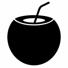 Coconut Water Support Black Silhouette Vector Design