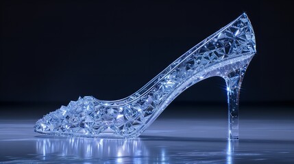 Isolated Glass Slipper - Shimmering and Elegant Shoe Object for Fashion and Fairytale Concepts
