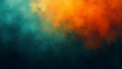 Fototapeta premium Vibrant teal and orange hues blend with a textured black background in an abstract gradient pattern._00001_
