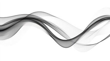 Obraz premium A flowing abstract design featuring soft, transparent waves in black and white, creating a sense of movement and elegance.