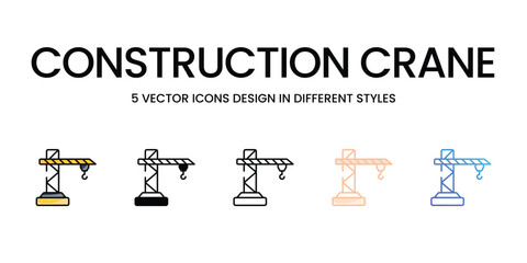 Construction Crane icons set in different style vector stock illustration