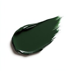 Fototapeta premium Dark green makeup swatch is displayed on a smooth surface showcasing minimalist design