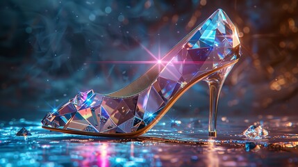 Isolated Glass Slipper - Shimmering and Elegant Shoe Object for Fashion and Fairytale Concepts