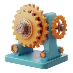 Cartoon Style 3D of Mechanical Crank on Clean White Background