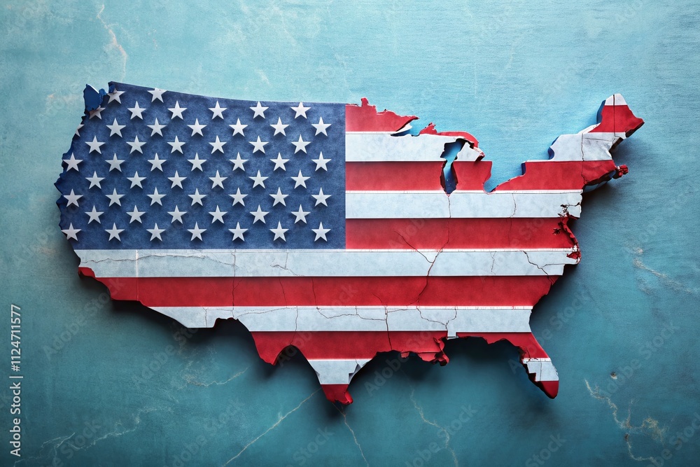 Poster american flag map outline design for mobile concepts and web design featuring a linear style represe