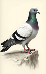 Fototapeta premium The pigeon is a common animal that inspired many art pieces including sketches and engravings created with AI technology._00001_