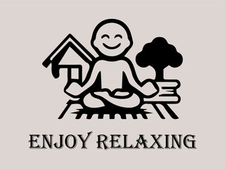 Man meditates near furniture, surrounded by potted plants. Suitable for mindfulness, relaxation, home decor, mental health, wellness concepts