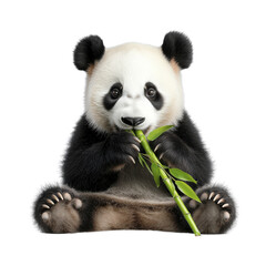 Naklejka premium Adorable Panda Cub Eating Bamboo | Cute animals