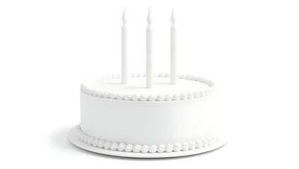Fototapeta premium Set of PNG images featuring a 3D white birthday cake on a transparent white background for easy design use._00001_