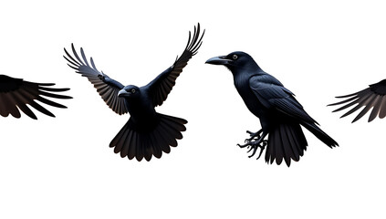 Obraz premium Raven set isolated against a transparent background in high definition PNG image format for graphic design use freely available online._00001_