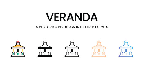 Veranda icons set in different style vector stock illustration