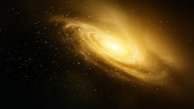 Swirling golden nebula illuminates the night sky with cosmic beauty