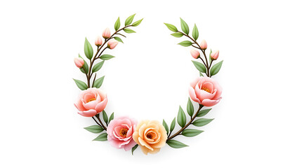 ing wreath design with flowers rendered in a realistic style using generative artificial intelligence techniques on a transparent PNG background._00001_